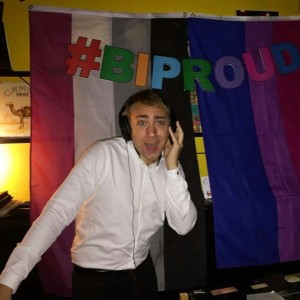 Photo with Hans Heen Sikkeland as DJ at #BiProud party in Oslo, Norway.