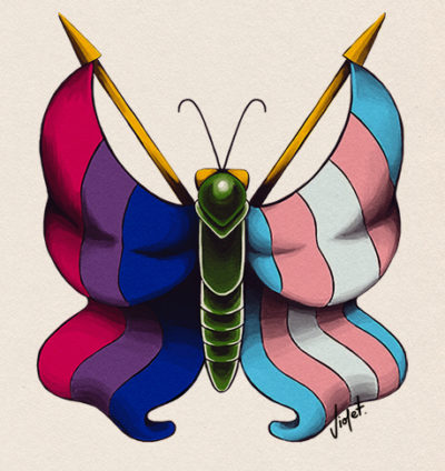 Illustration bisexual trans* butterfly