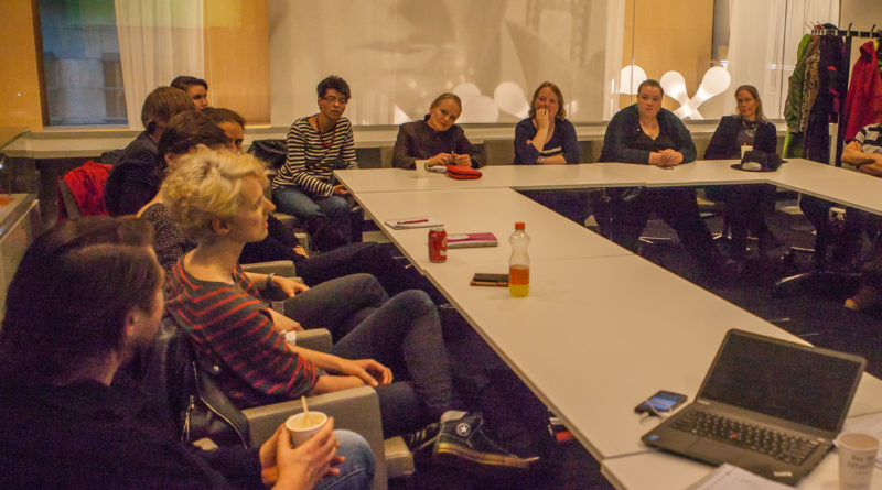 Photo of bisexual, pansexual, queer, lesbian, demisexual and asexual people at the brainstorming session at IHLIA Amsterdam.